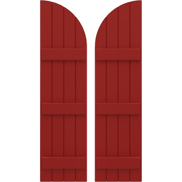 Ekena Millwork Americraft 4-Board (3 Batten) Wood Joined Board-n-Batten Shutters w/ Arch Top, ARW401BQ414X77BRH, PR ARW401BQ414X77BRH - main